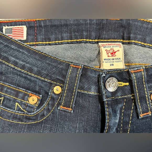 True Religion Johnny Dark Wash Straight Leg Low Rise Size 28 - Picture 9 of 11